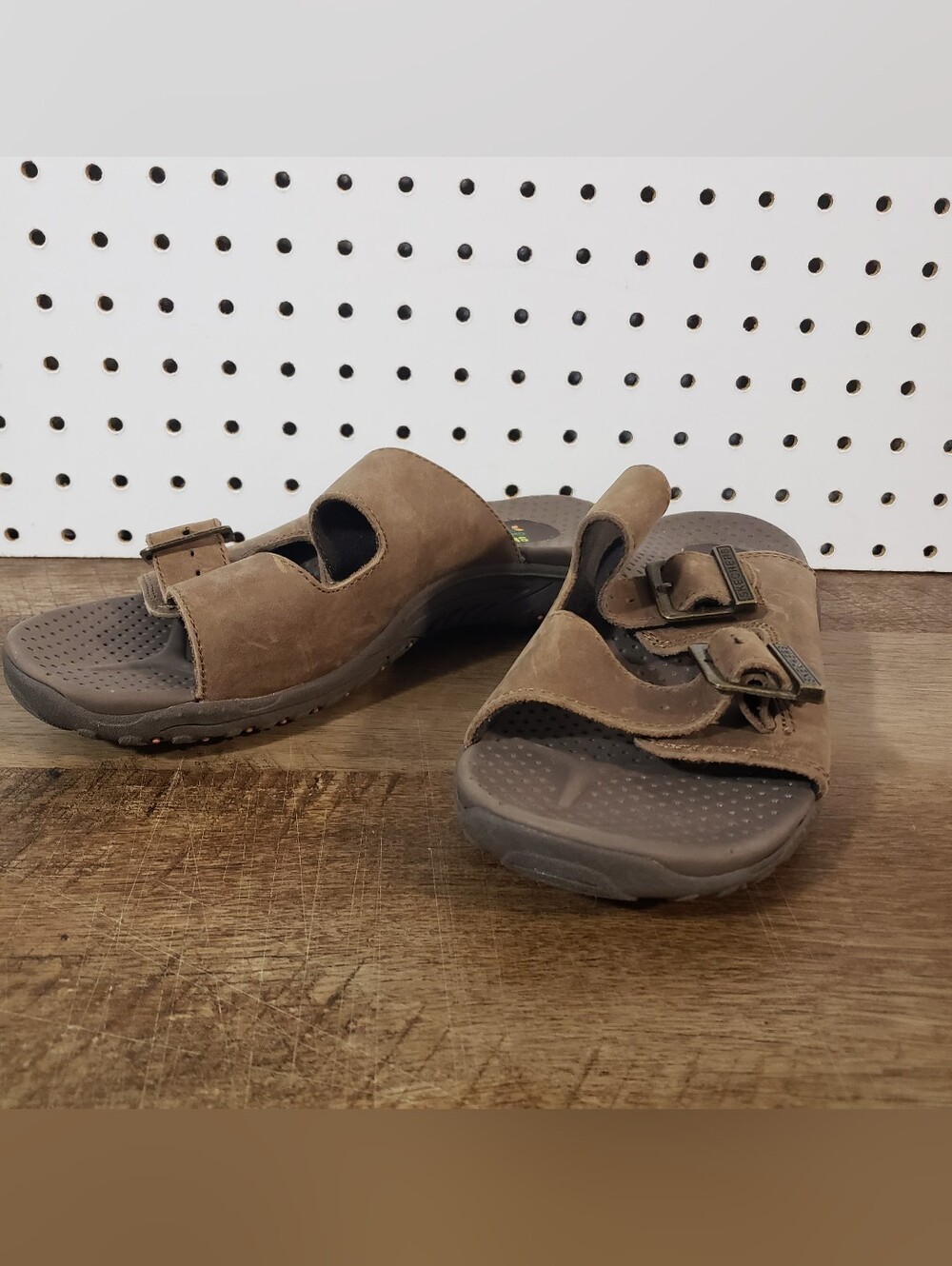 SKECHERS Womens Brown Outdoor Lifestyle Reggae Jammin Sandals Strap Leather Sz 7